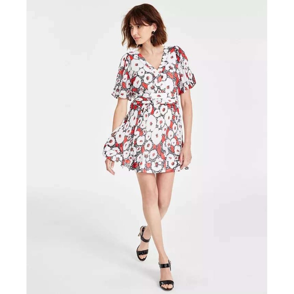 NWT KARL LAGERFELD PARIS Women's Crinkle-Chiffon Printed Dress Size 16